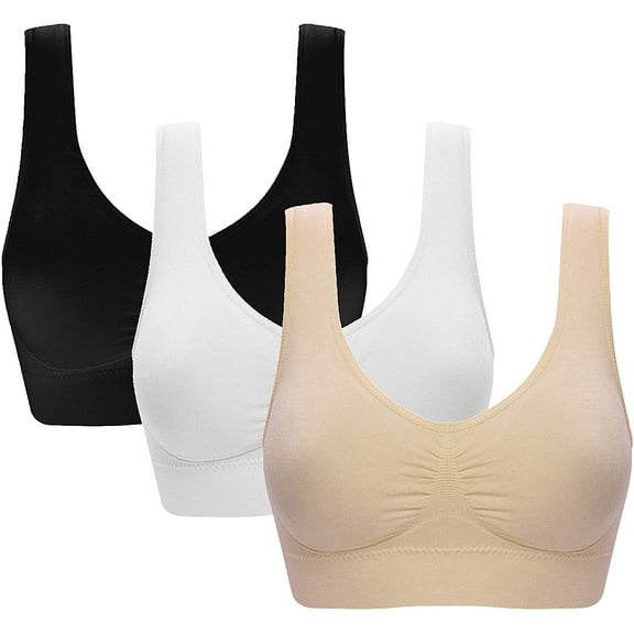 Yirtree Women's Seamless Comfortable Sports Bra with Removable Pads Shockproof Breathable Wireless Push-up Vest Bra Sport Underwear