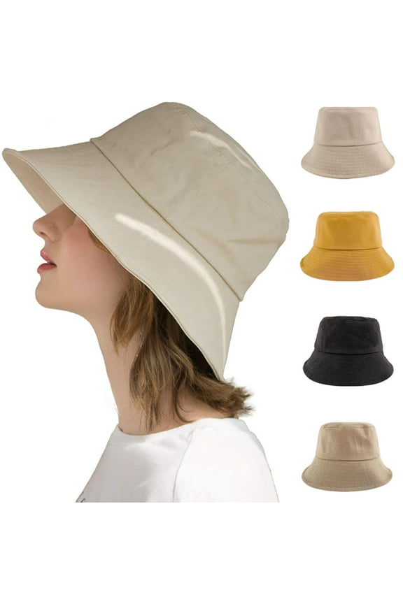 Womens Cotton Wide Brim Sun Hats UPF50+ UV Packable Beach Hat Summer Bucket Cap for Travel
