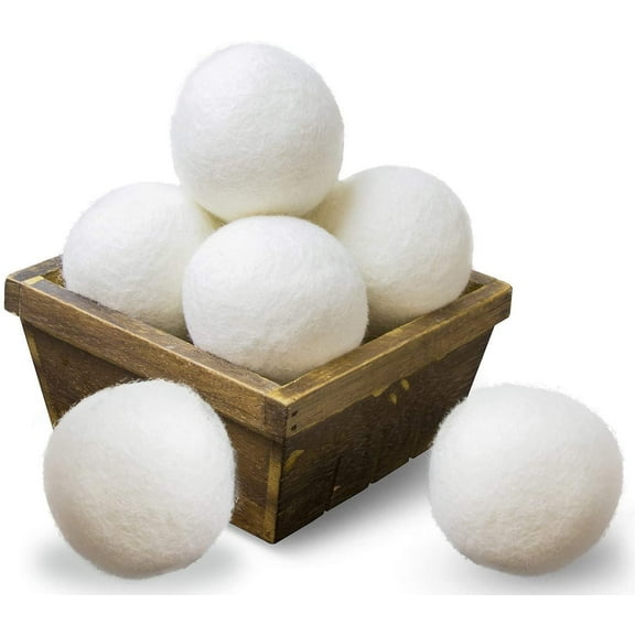 Yirtree Wool Dryer Balls 6 Pack Natural Fabric Softener Organic Premium New Zealand Wool No Fillers Anti Static Lint Free Odorless Chemical Free and Reduces Wrinkles