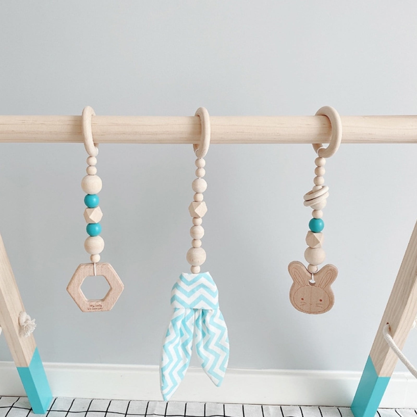 Yishangzhng Wooden Baby Gym Hanging Toys Wood Baby Frame Hanging Bar