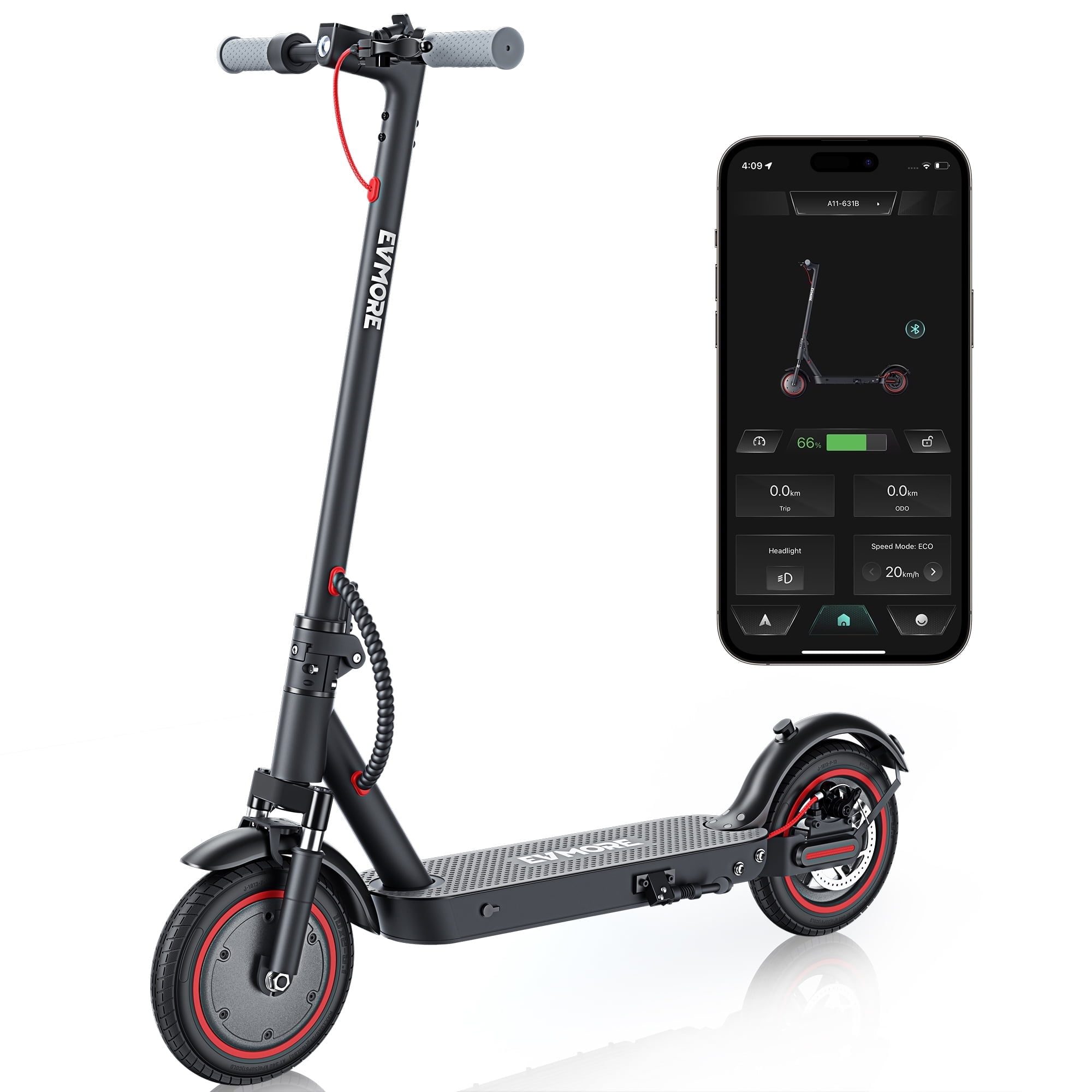 YISUFO Electric Scooter for Adult Teens, 10" Pneumatic Tires, Max 26 mile Range, 500W Foldable Scooter with LED Lights, Black