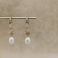 thumbnail image 1 of Yisun Yiway Bridal Pearl Drop Earrings, 14K Gold Plated Flower Earrings with Cubic Zirconia, Hook Closure for Bridesmaids , 1 of 9