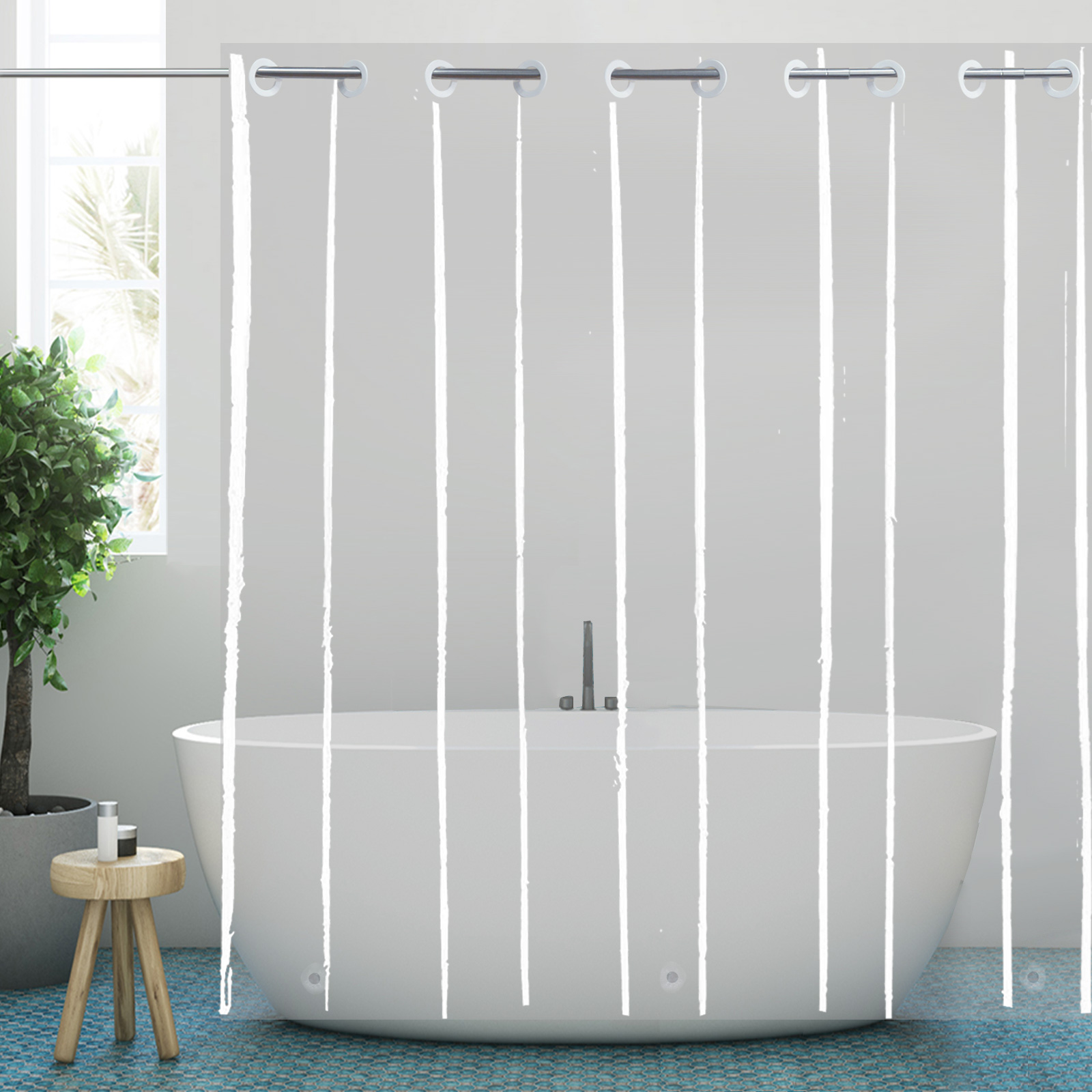 BenchMate Split Shower Curtain for Bath Transfer Benches Premium Hookless QuickAttach System