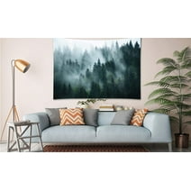 Yisure Misty Forest Tapestry Foggy Tree Wall Hanging Nature Pine Woodland Wall Art 80W x 60L inch
