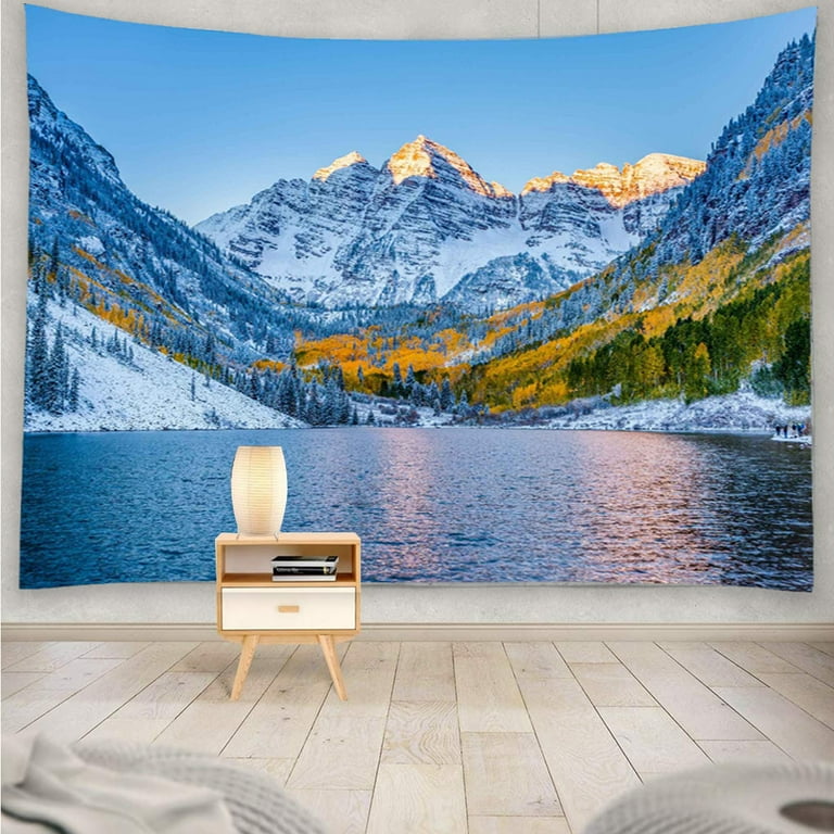 Yisure Snow Landscape Colorado Winter Tapestry Nature Scenery for Home Decoration 108x80 inch Walmart