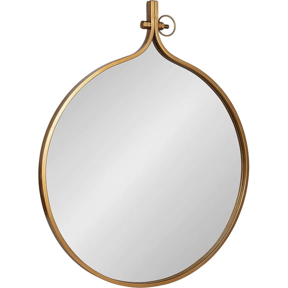 Yitro Round Wall Mirror; 30 x 37; Gold; Decorative Versatile Modern Wall Decor