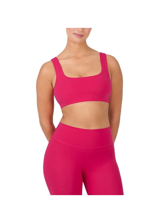 Active Square Neck Sports Bra for Women, Low Impact Wireless Workout Bra, Non-Padded, Yoga Gym