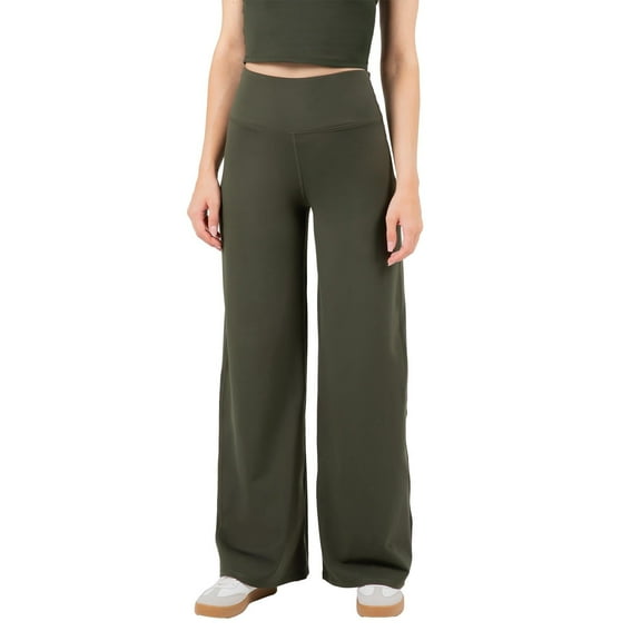 YITTY Active Women's High Waist Wide Leg Pants – Buttery Soft Lounge & Yoga Pants with Tummy Control Pants, 4-Way Stretch, Dark Olive, M, Regular | 31" Inseam