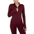 thumbnail image 1 of Yitty Active Women's Ultraluxe Full Lenght Full Zip Jacket, Athleisure, 4-Way-Stretch, Thumbholes, Burgundy, 3X, 1 of 7