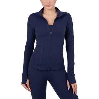 Yitty Active Women's Ultraluxe Full Length Full Zip Jacket, Athleisure, 4-Way-Stretch, Thumbholes, Deep Navy, 2X