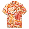 thumbnail image 1 of Yiume 1930s Vintage Floral Hawaiian Shirt Tikirob Designer Shirt Orange Camp Collar Tiki Shirt, 1 of 8