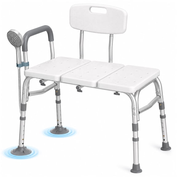 Yivantar Transfer Bench for Bathtub and Shower,Adjustable Shower Bench, Bath Shower Chair Seat,Slip-Resistant,400lb Capacity