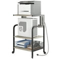thumbnail image 1 of Yiwa 3-Tier Mobile High Printer Stand with Power Outlet USB Port Office Storage Shelf with Wheels (Grey), 1 of 7