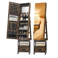 thumbnail image 1 of Yiwa 360° Swivel Jewelry Armoire with Full Length Mirror, Inside Makeup Mirror, Bottom Drawer, Rear Storage Shelves, WheelsYiwa, 1 of 7