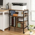 thumbnail image 1 of Yiwa 4 Tier Printer Stand with Power Outlet, Large Printer Table with Adjustable Storage Shelf, Wheels for Home Office, Brown, 1 of 7