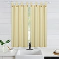 thumbnail image 1 of Yiwa 45in Length Linen Striped Tier Curtains with Solid Button, Rod Pocket Small Window Treatment, 27"x45", Set of 2, Ginger Yellow, 1 of 7