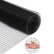 Yiwa 48in x 100ft Black Hardware Cloth 1:1 Vinyl Coating Metal Wire Mesh for Garden Pet/Poultry Enclosures Protection, 15 Gauge
