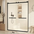 thumbnail image 1 of Yiwa 60" W x 76" H Frameless Shower Doors, Double Sliding Shower Door with Seal Strip Parts and Handle(Black), 1 of 7