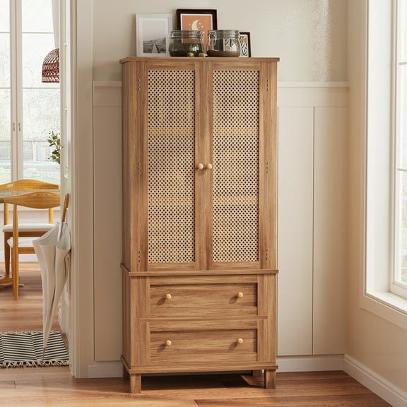 Yiwa 64" Tall Freestanding Kitchen Pantry Storage Cabinet for Living Room Home Small Space