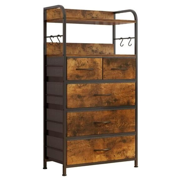 Yiwa 8 Storage Drawers Dresser, 23.6"x11.8x47" Storage Organizer for Bathroom Living Room, Textured Brown