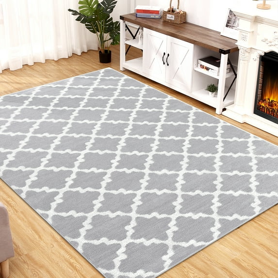 Yiwa 9x12 Large Area Rugs Modern Floor Carpet for Bedroom Living Room, High-Low Pile, Non-Shedding, Gray