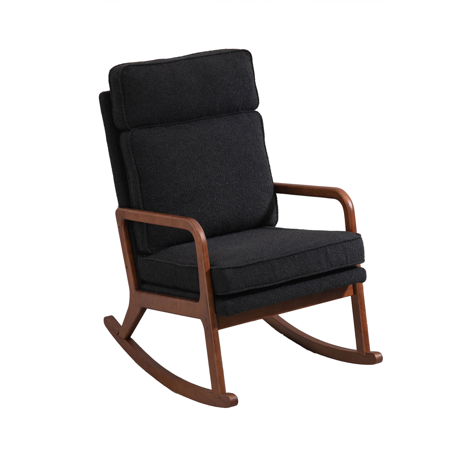 Yiwa Accent Rocking Chair With High Backrest Padded Seat Solid Wood ...