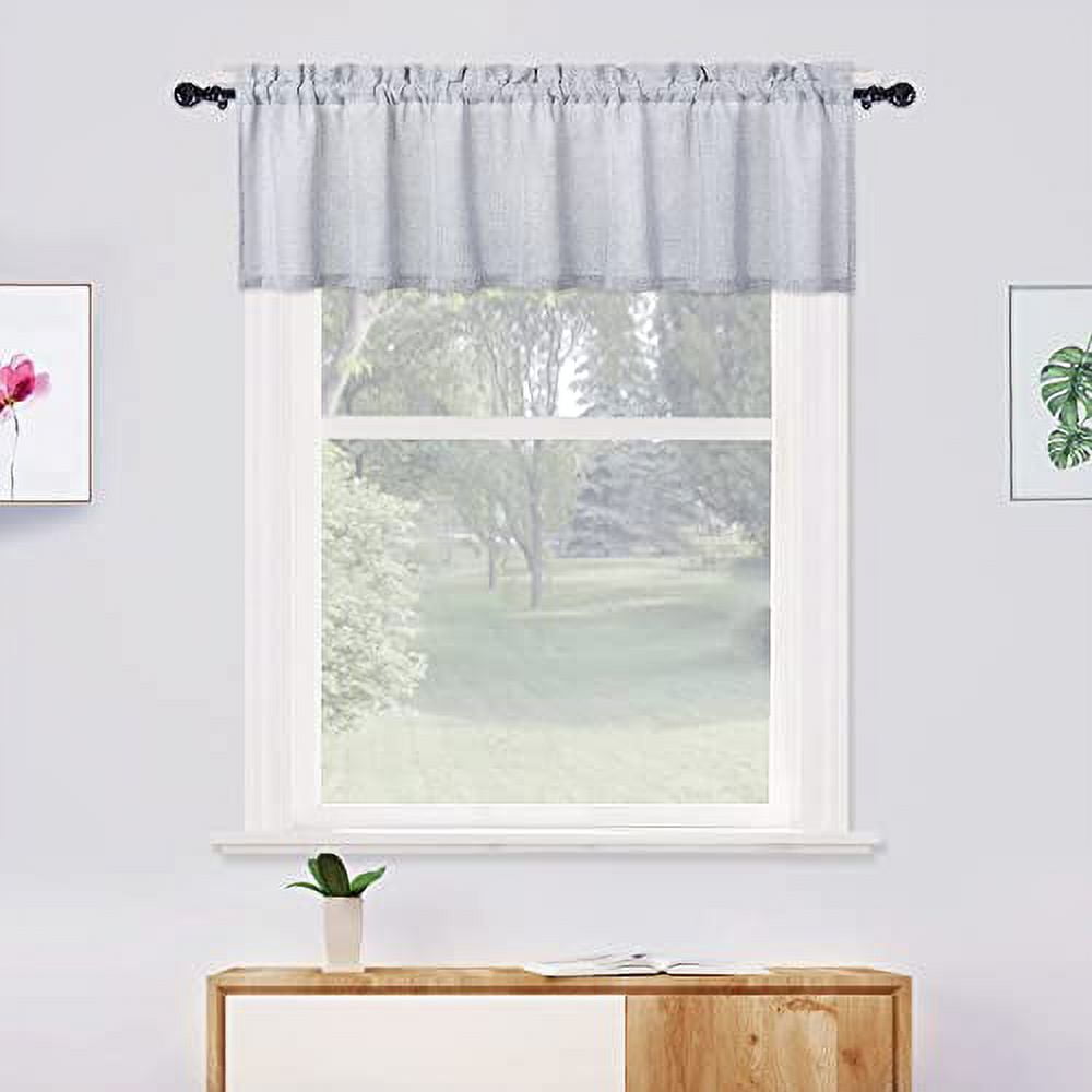 Yiwa Curtain Valance for Living Room Faux Linen Kitchen Small Window