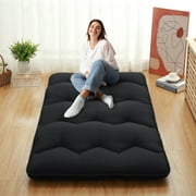 Yiwa Foldable Mattress Topper Twin Japanese Floor Mattress Tatami for Sleeping Camping, Black