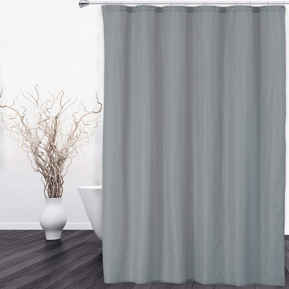Yiwa Grey Shower Curtain Liner, 72 x 72 inch, Fabric Shower Liner with Magnets