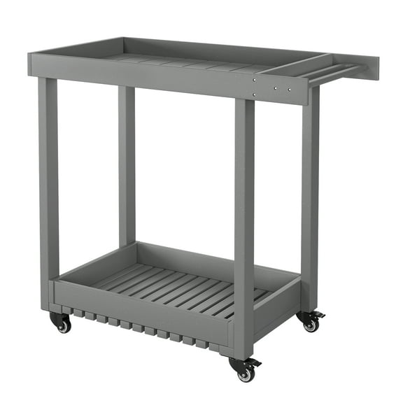 Yiwa Heavy Duty Utility Cart with Wheels, HDPE Rolling Service Trolley for Home, Office, Grey