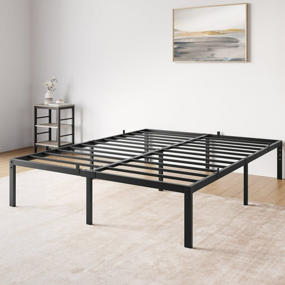 Yiwa Industrial Full Size Bed Frame, Metal Platform Bed Frame, No Box Spring Needed