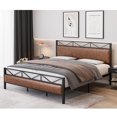 thumbnail image 1 of Yiwa Metal Platform Bed Frame King Size with Vintage Soft Headboard and Footboard, Noise Free, Easy Assembly, Dark Brown, 1 of 6