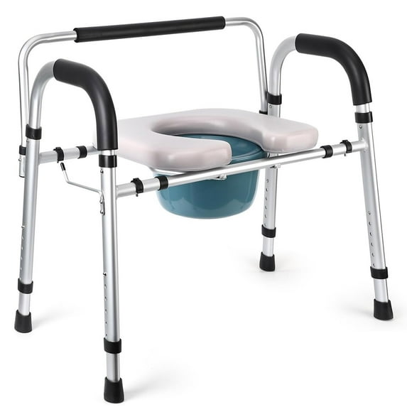 Yiwa Raised Toilet Seat with Handle, Padded, Portable Toilet Seat Adjustable Height, 500lb Capacity