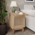 thumbnail image 1 of Yiwa Modern Rattan Nightstand with Extension Leaf, Bedside Table for Living Room Bedroom, 1 of 6
