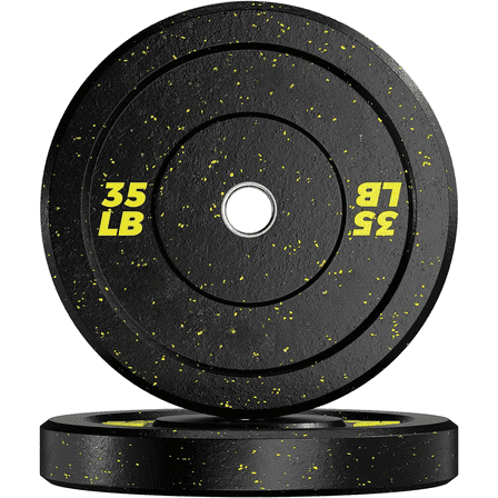 Yiwa Set of 2 Rubber Weights Bumper Plates 35LB, 2-inch Barbell Weights for Weight Lifting Strength Training Home Gym