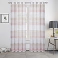 thumbnail image 1 of Yiwa Sheer Curtains, Room Decorative Splicing Stripe Voile Grommet Sheer Curtain Panels Yarn Dyed Boucle Linen Textured Semi Sheer Window Drapes for Bedroom, 52" W x 63" L,Pink/Taupe, 2 Panels, 1 of 7