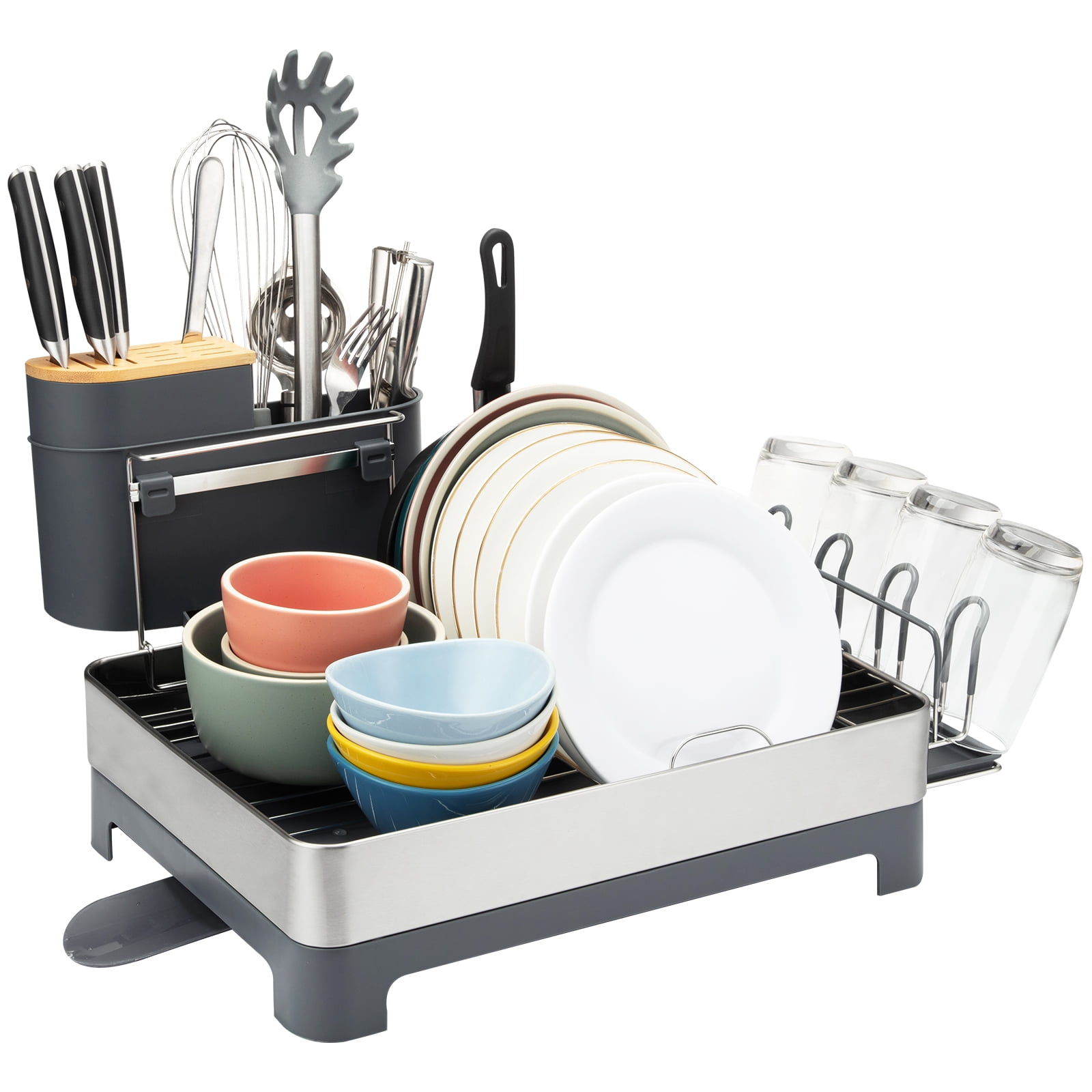 Yiwa Stainless-Steel Dish Rack, Dish Rack Drainers for Kitchen, 22 ...