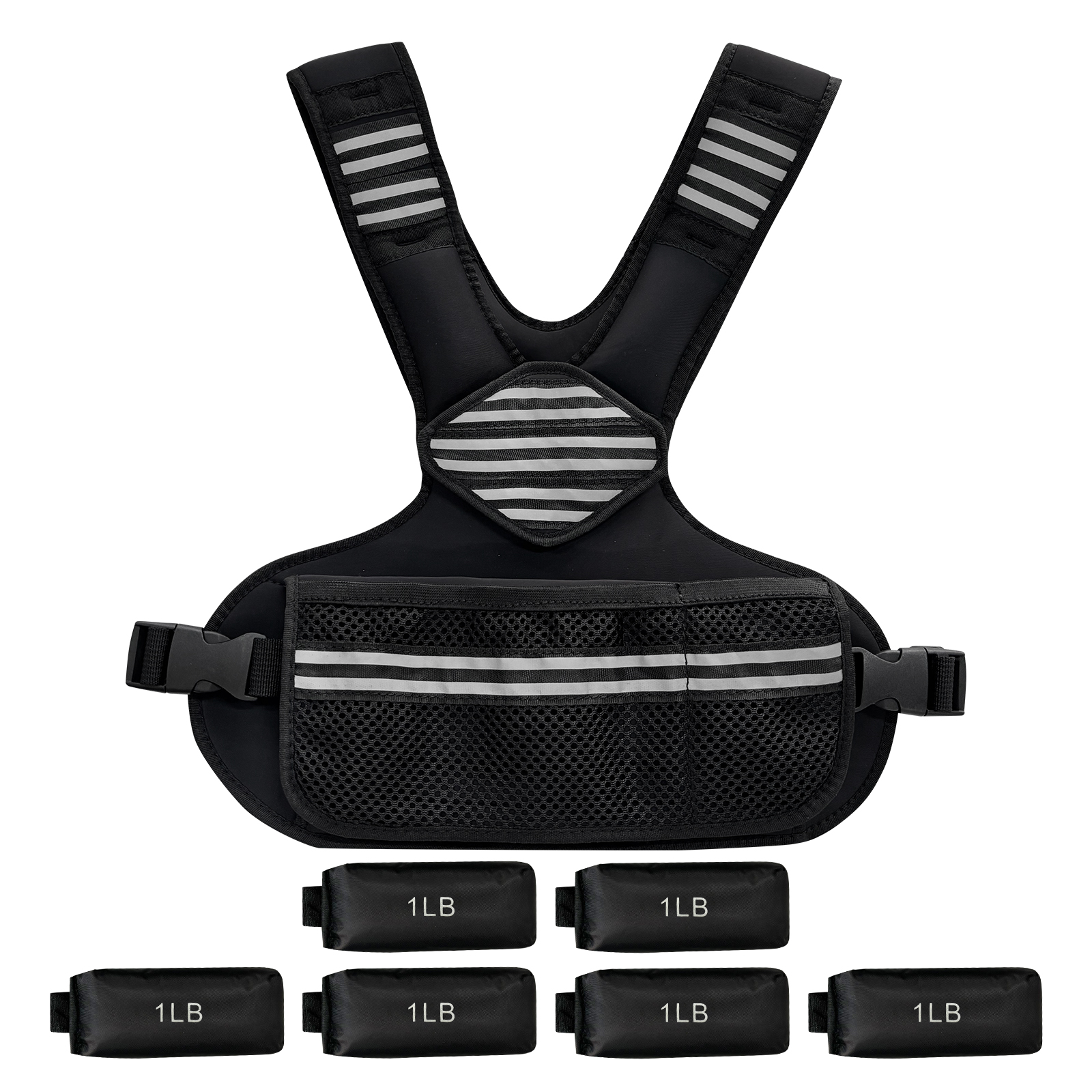 Yiwa Woman Adjustable Weighted Vest, 4-10 Lbs Weighted Walking Vest with Reflective Strips, Large Pockets, 6 Ironsand Weights, Black Strength Training Weight Vest for Yoga, Running