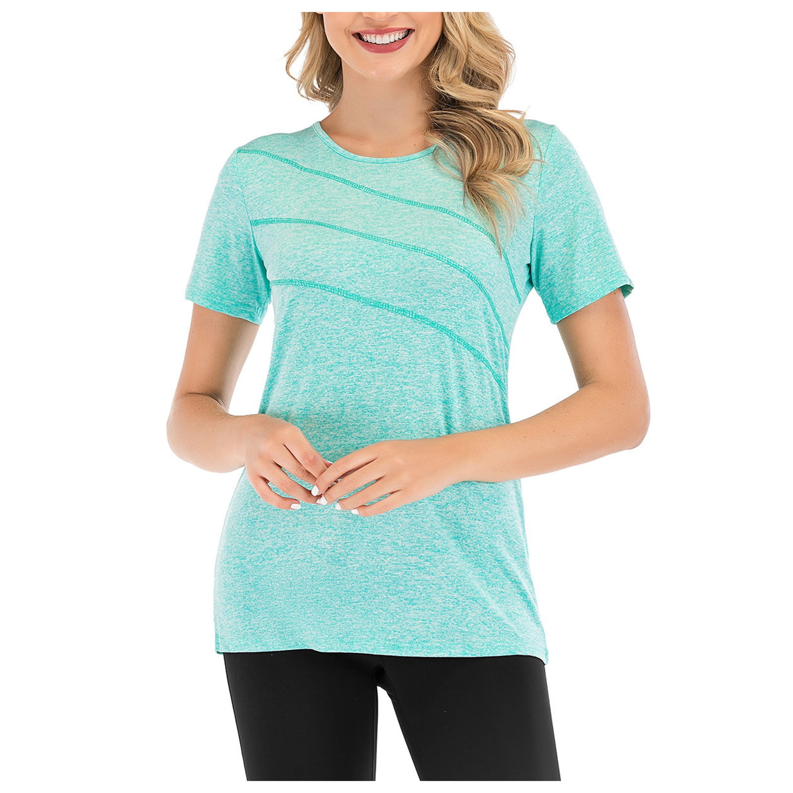 CieKen Women Short Sleeve Yoga Tops Flowy Fitness Workout Sports T