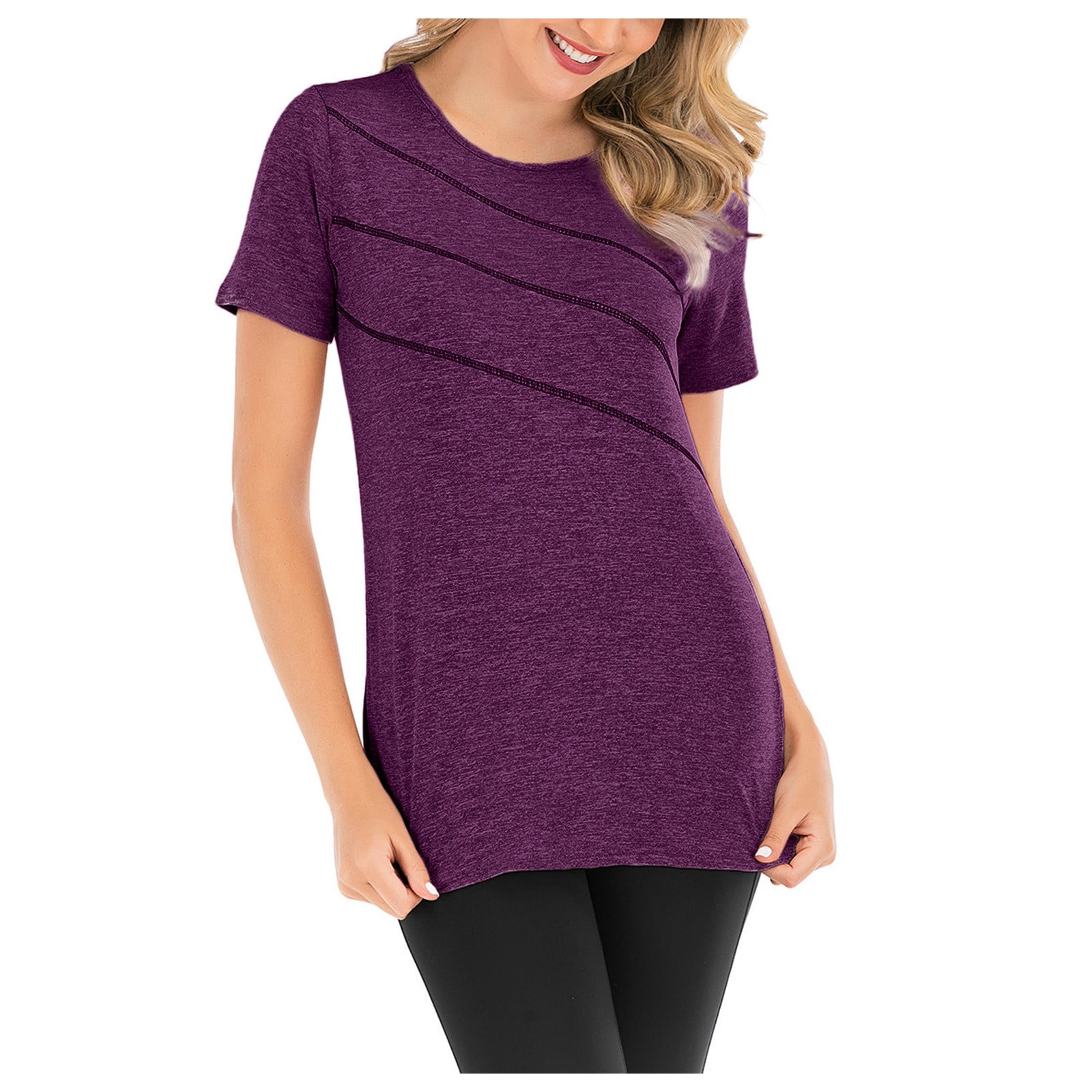 Yiwula Women Short Sleeve Yoga Tops Flowy Fitness Workout Sports T
