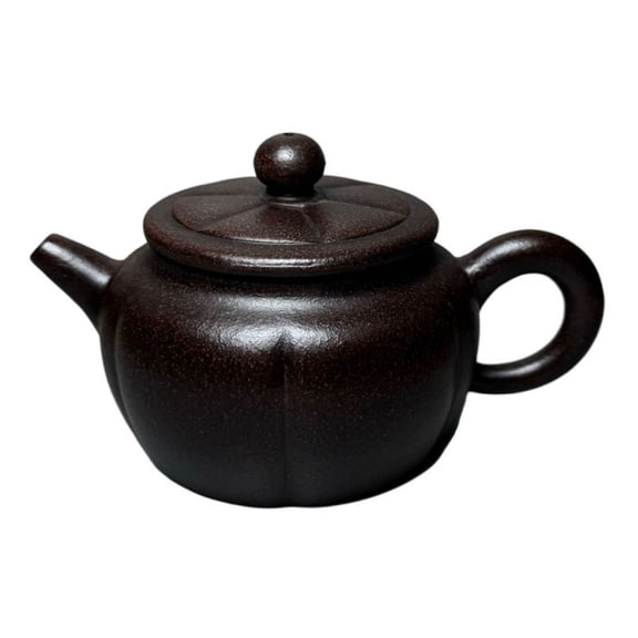 Yixing Clay Teapot Unique Pu Erh Purple Ornament Floral Pattern Engraved Mark Stamped Seal Petal Shaped Lobed Segmented Ribbed