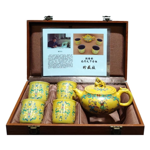 Yixing Zisha Clay Teapot Gongfu Cup Puer Tea Dragon Loong Buddha Cloisonne Enamel Carved Sculpted Engraved Decorated Ornamented
