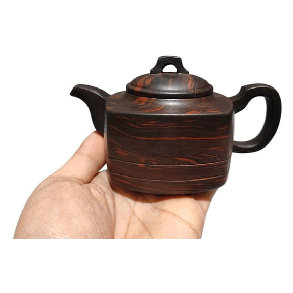 Yixing Zisha Clay Teapot Gongfu Cup Puer Tea Square Marbled Rectangular Four Sided Angular Swirled Patterned Textured Layered