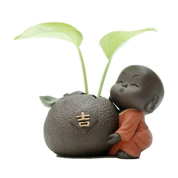 Yixing Zisha Purple Clay Tea Pet Monk Vase Ornament Handmade Artware Chinese