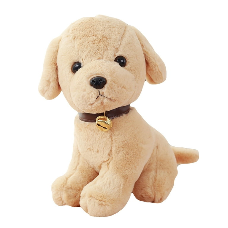 Yixx Realistic Dog Puppy Bell Plush Stuffed Soft Doll Kids Toy Car
