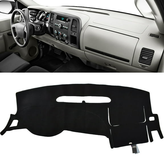 Yiyasu Car Dash Mat Dashmat Fit for Chevy Silverado 2007-2013 Dashboard Cover Black