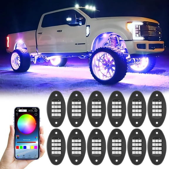 Yiyasu LED Exterior Decorative Lights fits Truck Underbody RGB Long-Term Durability 12 Piece