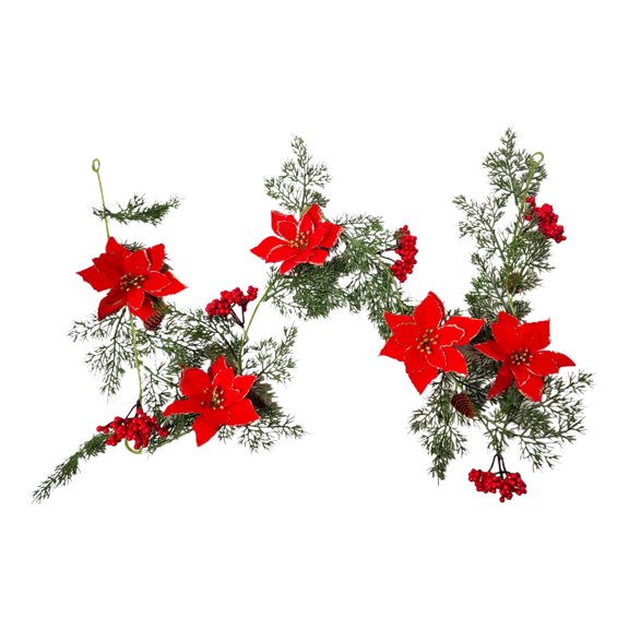 Yiying Pine Leaf Safflower Rattan 5.7ft Fake Flower Garland Living Room Balcony Windows Home Decoration Christmas Pendant