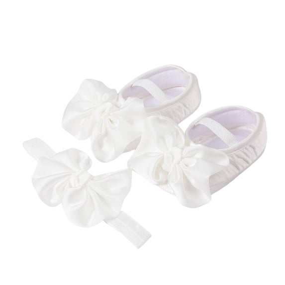 Yiyuu Baby Girls First Walking Shoes Casual Solid Soft Sole Sandals with Bow Handband