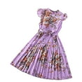thumbnail image 1 of Yiyuu Big Girls Summer Elegant Ruffle Tank Dress Casual Pleated Floral O Neck A-Line Swing Dress, 1 of 8